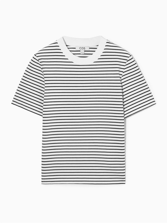 COS Tops - COS Clean-cut tee in black and white size Small